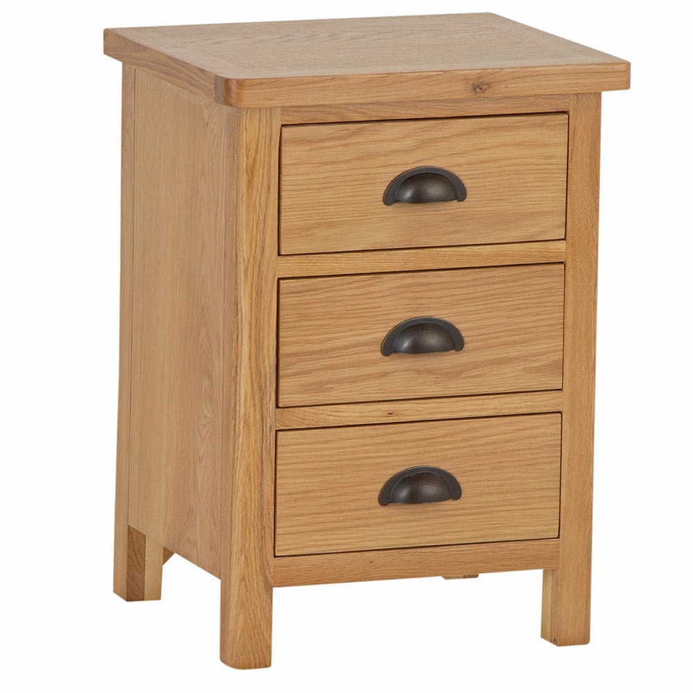 Rutland Oak 3 Drawer Large Bedside Table