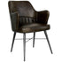 Shoreditch Industrial Walnut Brown High Back Leather & Iron Dining Chair - The Furniture Warehouse