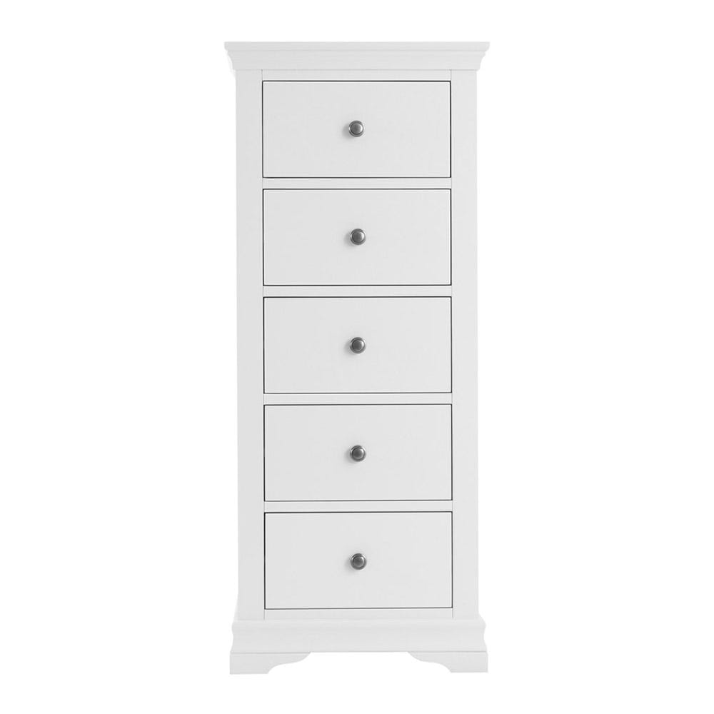 Florence White Painted 5 Drawer Tallboy