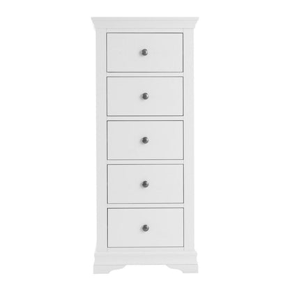 Florence White Painted 5 Drawer Tallboy
