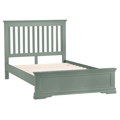 Florence Sage Green Painted King Size Bed Frame Low Panelled Footboard
