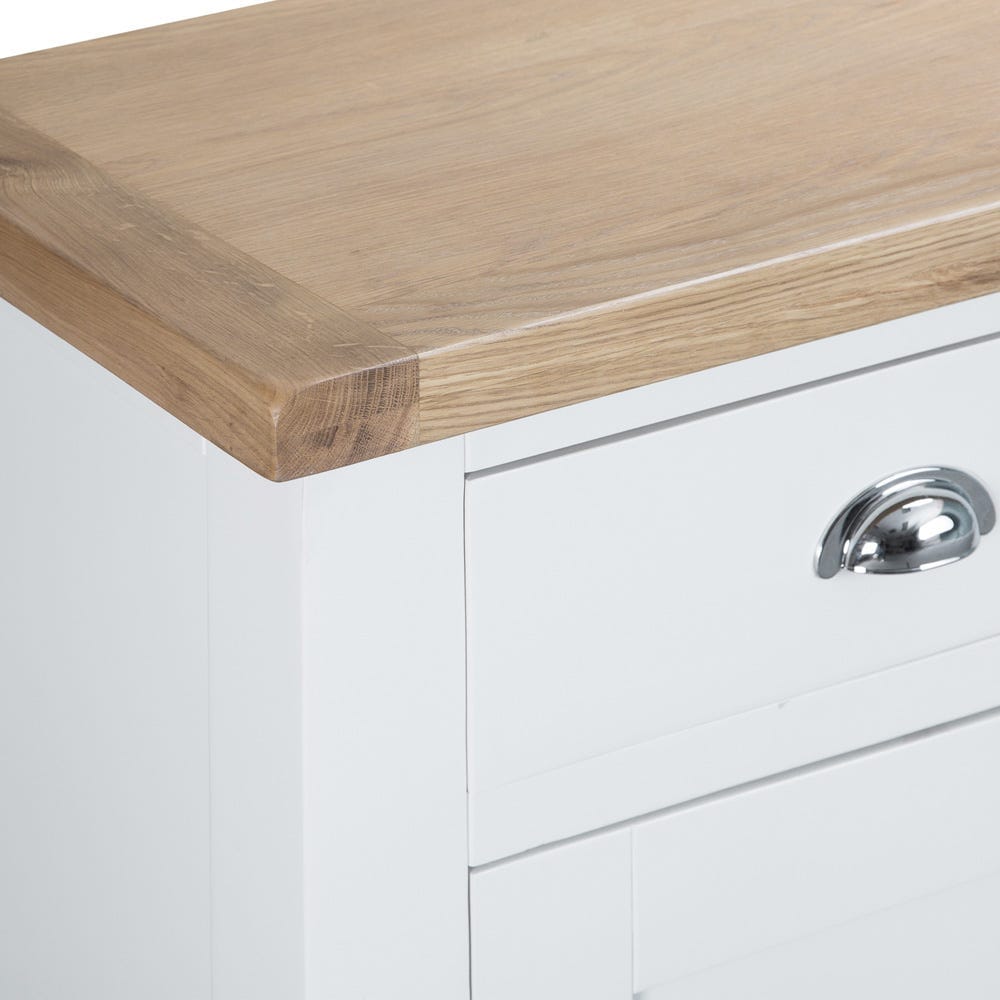 Suffolk White Painted Oak 2 Door Large Sideboard with Wicker Baskets