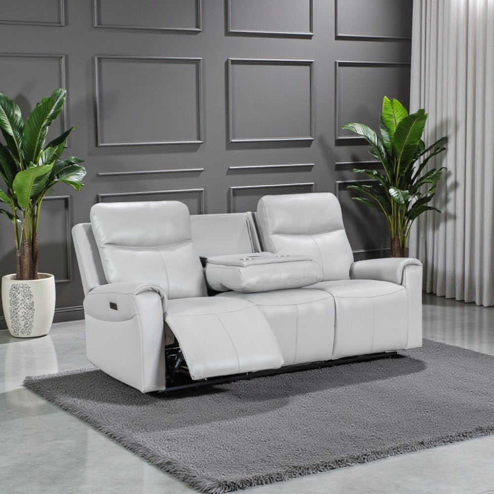Turin Dove Grey Power 3 Seater Sofa with Console - The Furniture Warehouse