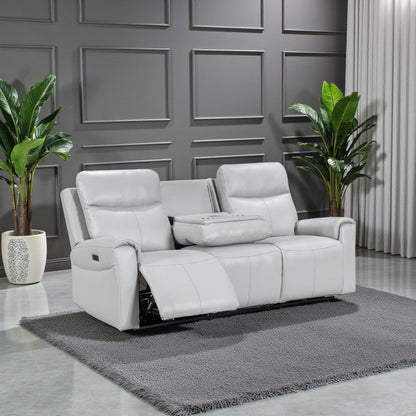 Turin Dove Grey Power 3 Seater Sofa with Console - The Furniture Warehouse
