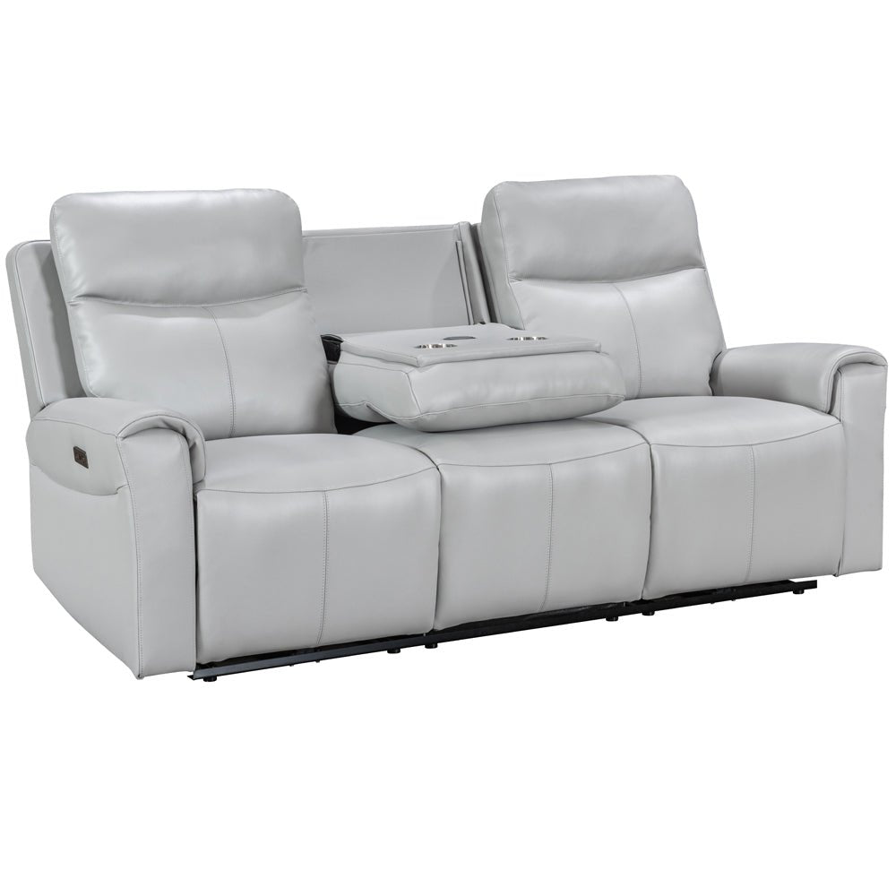 Turin Dove Grey Power 3 Seater Sofa with Console - The Furniture Warehouse