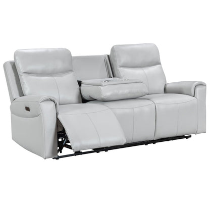 Turin Dove Grey Power 3 Seater Sofa with Console - The Furniture Warehouse