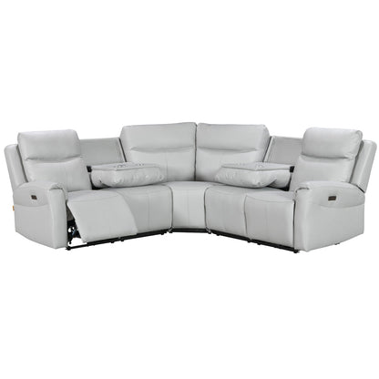 Turin Dove Grey Power Corner Sofa (2 Corner 2) - The Furniture Warehouse