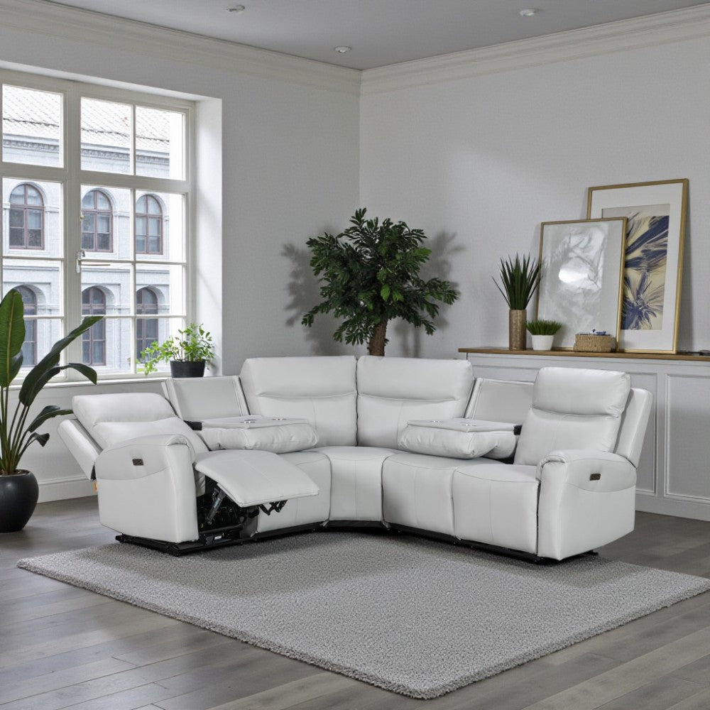 Turin Dove Grey Power Corner Sofa (2 Corner 2) - The Furniture Warehouse