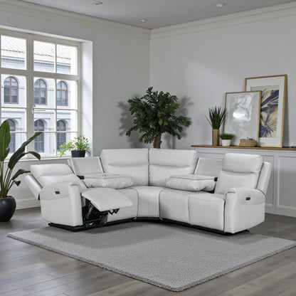 Turin Dove Grey Power Corner Sofa (2 Corner 2) - The Furniture Warehouse