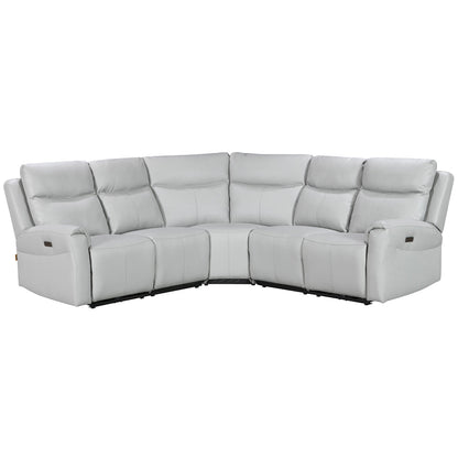 Turin Dove Grey Power Corner Sofa (2 Corner 2) - The Furniture Warehouse