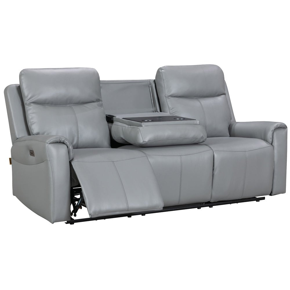 Turin Dusk Grey Power 3 Seater Sofa with Console - The Furniture Warehouse