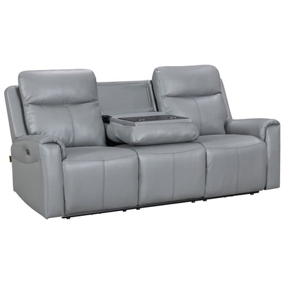 Turin Dusk Grey Power 3 Seater Sofa with Console - The Furniture Warehouse