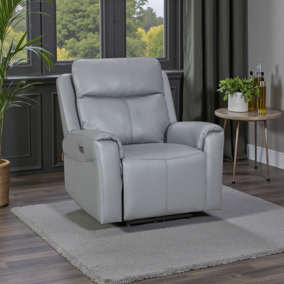 Turin Dusk Grey Power Armchair - The Furniture Warehouse