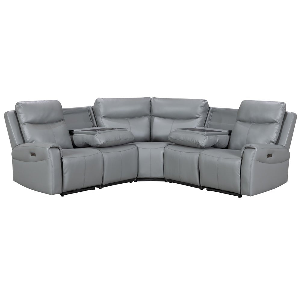 Turin Dusk Grey Power Corner Sofa (2 Corner 2) - The Furniture Warehouse