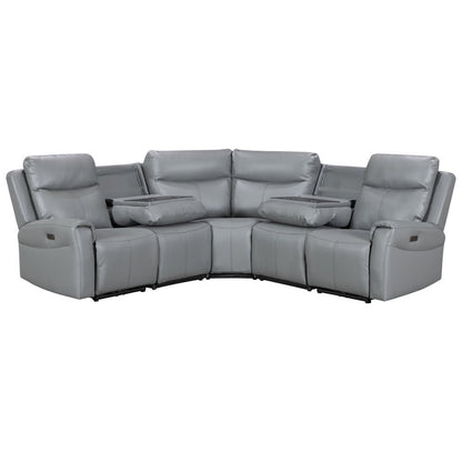 Turin Dusk Grey Power Corner Sofa (2 Corner 2) - The Furniture Warehouse