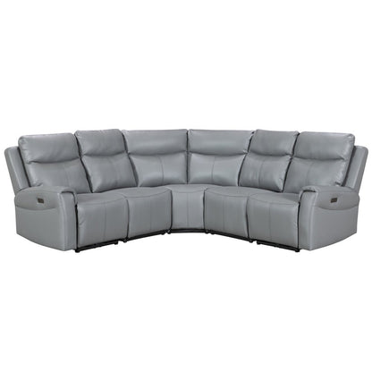 Turin Dusk Grey Power Corner Sofa (2 Corner 2) - The Furniture Warehouse