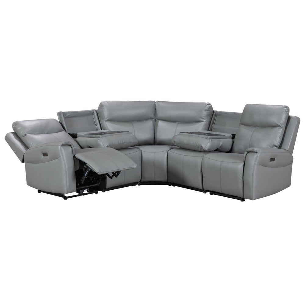 Turin Dusk Grey Power Corner Sofa (2 Corner 2) - The Furniture Warehouse
