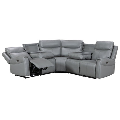 Turin Dusk Grey Power Corner Sofa (2 Corner 2) - The Furniture Warehouse