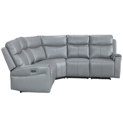 Turin Dusk Grey Power Corner Sofa (2 Corner 2) - The Furniture Warehouse