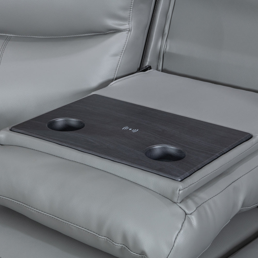 Turin Dusk Grey Power Corner Sofa (2 Corner 2) - The Furniture Warehouse