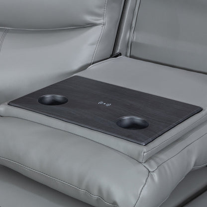 Turin Dusk Grey Power Corner Sofa (2 Corner 2) - The Furniture Warehouse