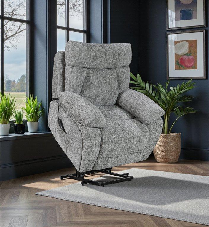 Valencia Nickel Dual Motor Lift &amp; Tilt Armchair - The Furniture Warehouse