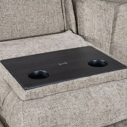 Venice Biscuit Power 3 Seater Sofa with Console - The Furniture Warehouse