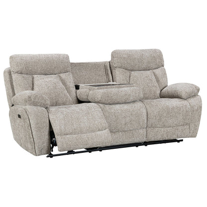 Venice Biscuit Power 3 Seater Sofa with Console - The Furniture Warehouse