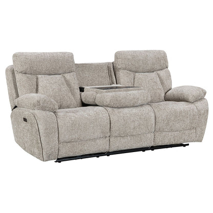 Venice Biscuit Power 3 Seater Sofa with Console - The Furniture Warehouse