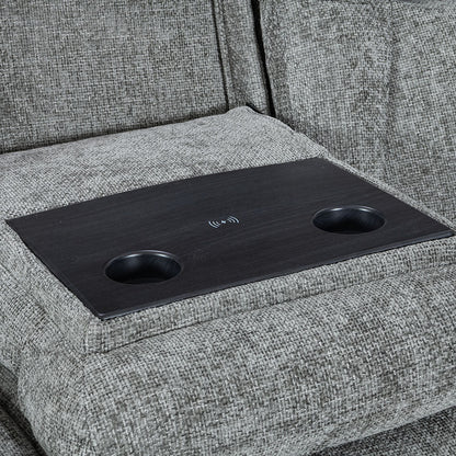 Venice Nickel Power 3 Seater Sofa with Console - The Furniture Warehouse