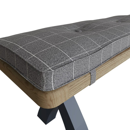 Wessex Smoked Oak Blue Painted 2.5m Cross Leg Bench - The Furniture Warehouse