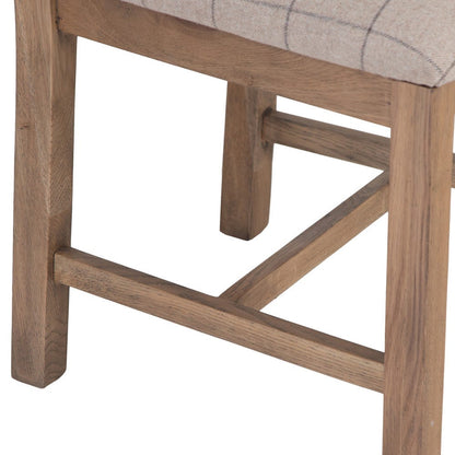 Wessex Smoked Oak Cross Back Dining Chair With Natural Check Seat - The Furniture Warehouse