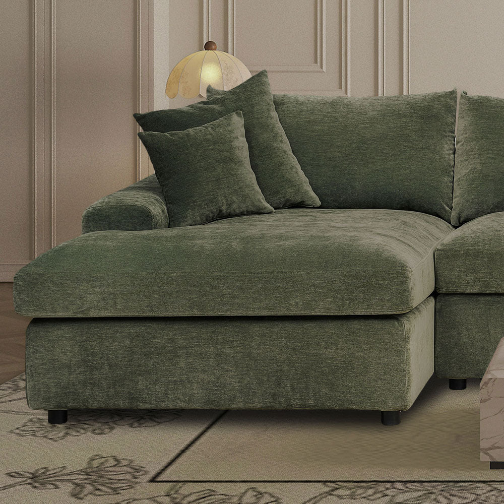 Winchester Forest Green LHF 1 Arm Chaise - The Furniture Warehouse