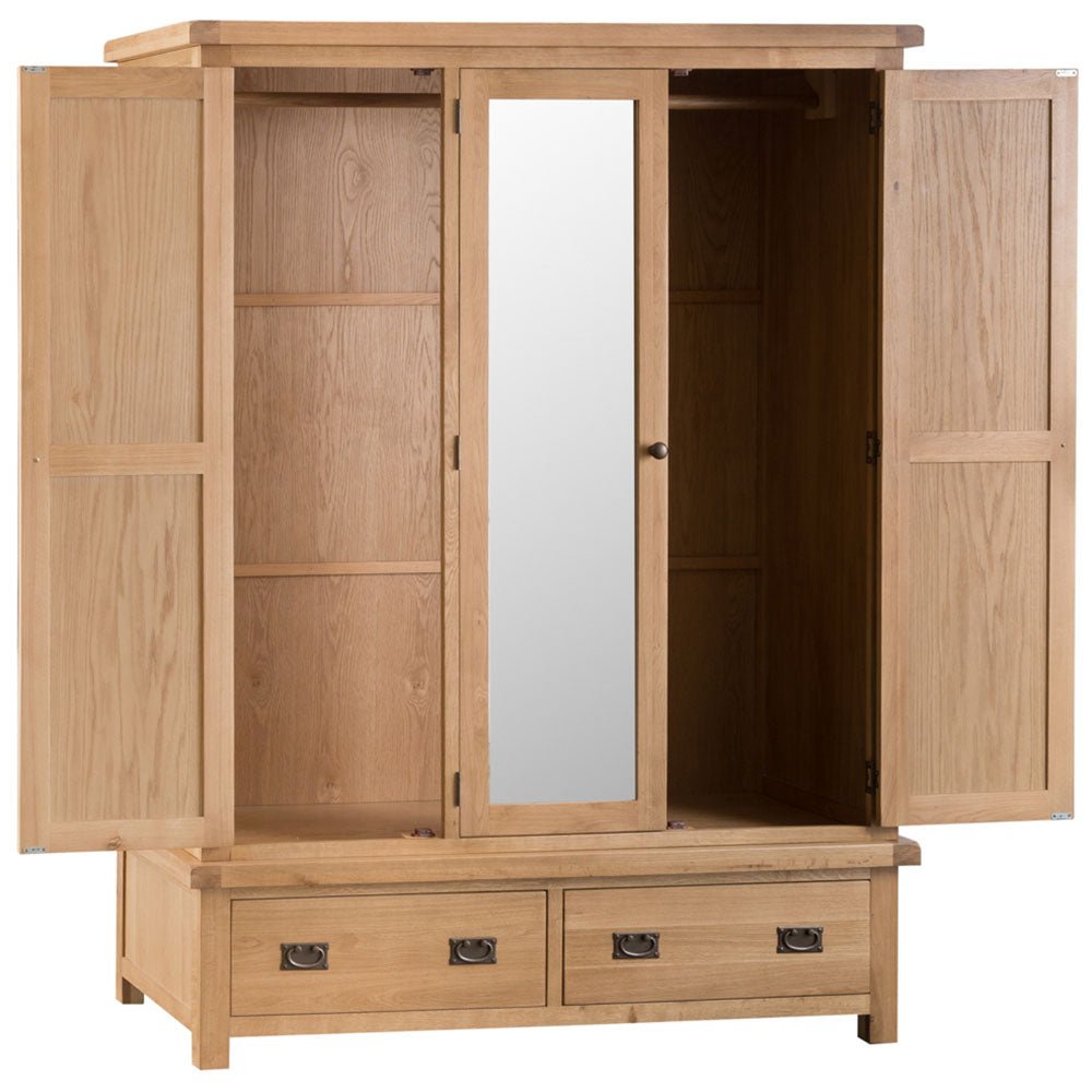 Winchester Oak 3 Door Wardrobe - The Furniture Warehouse
