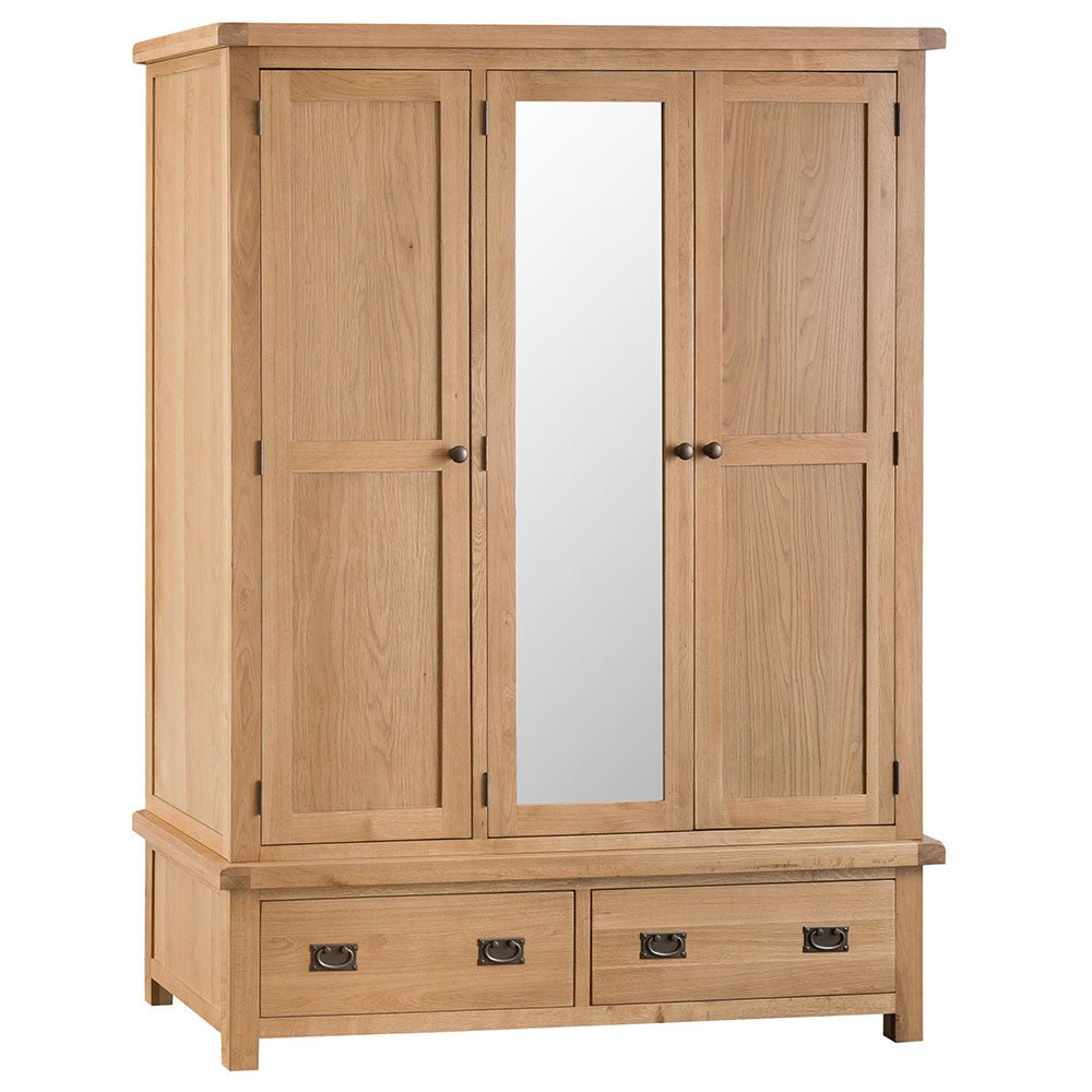 Winchester Oak 3 Door Wardrobe - The Furniture Warehouse