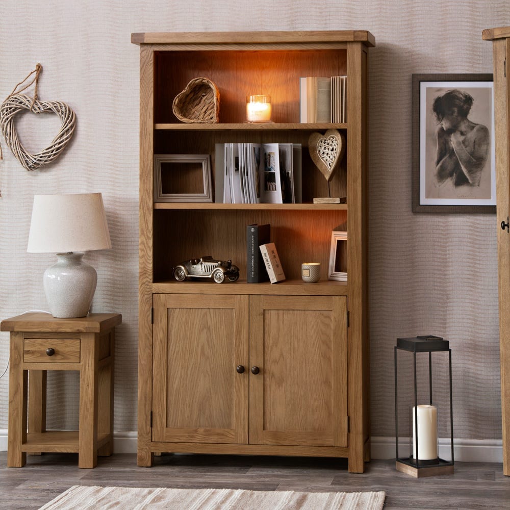 Winchester Oak Large Bookcase - The Furniture Warehouse