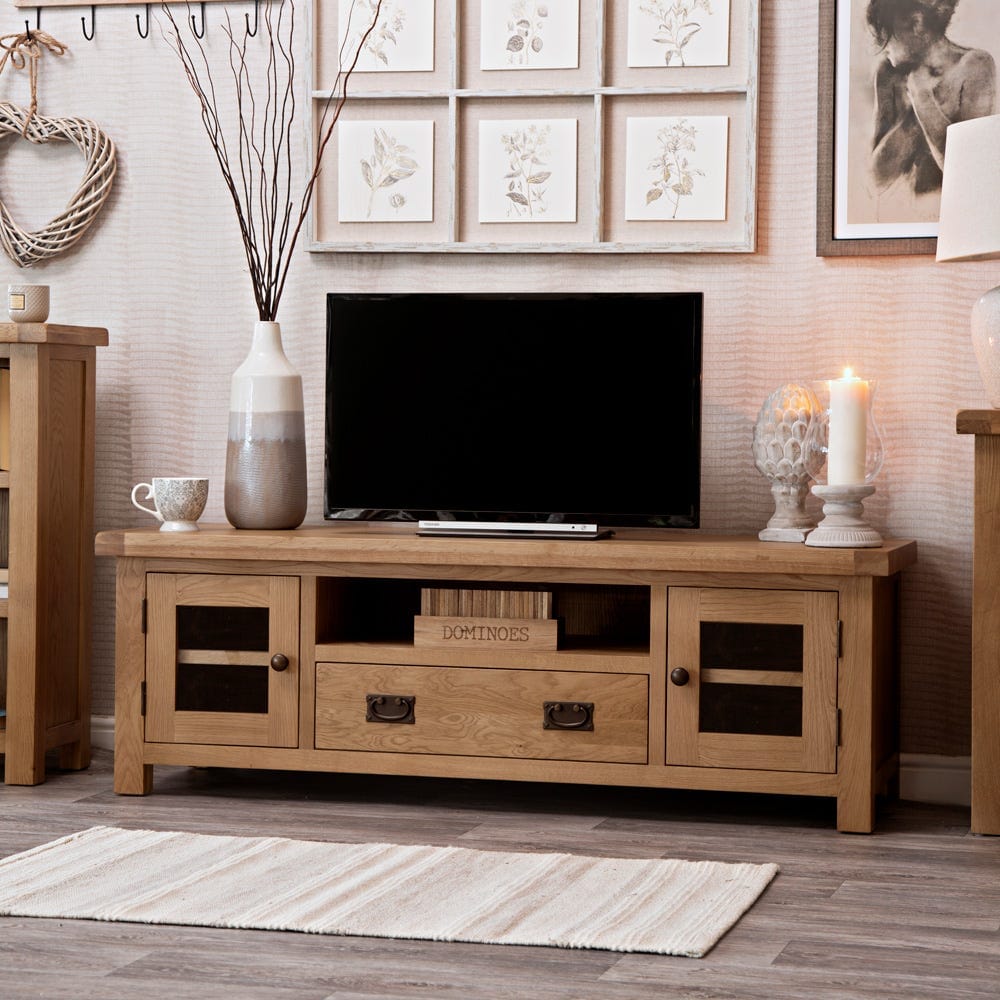 Winchester Oak Large TV Unit - The Furniture Warehouse