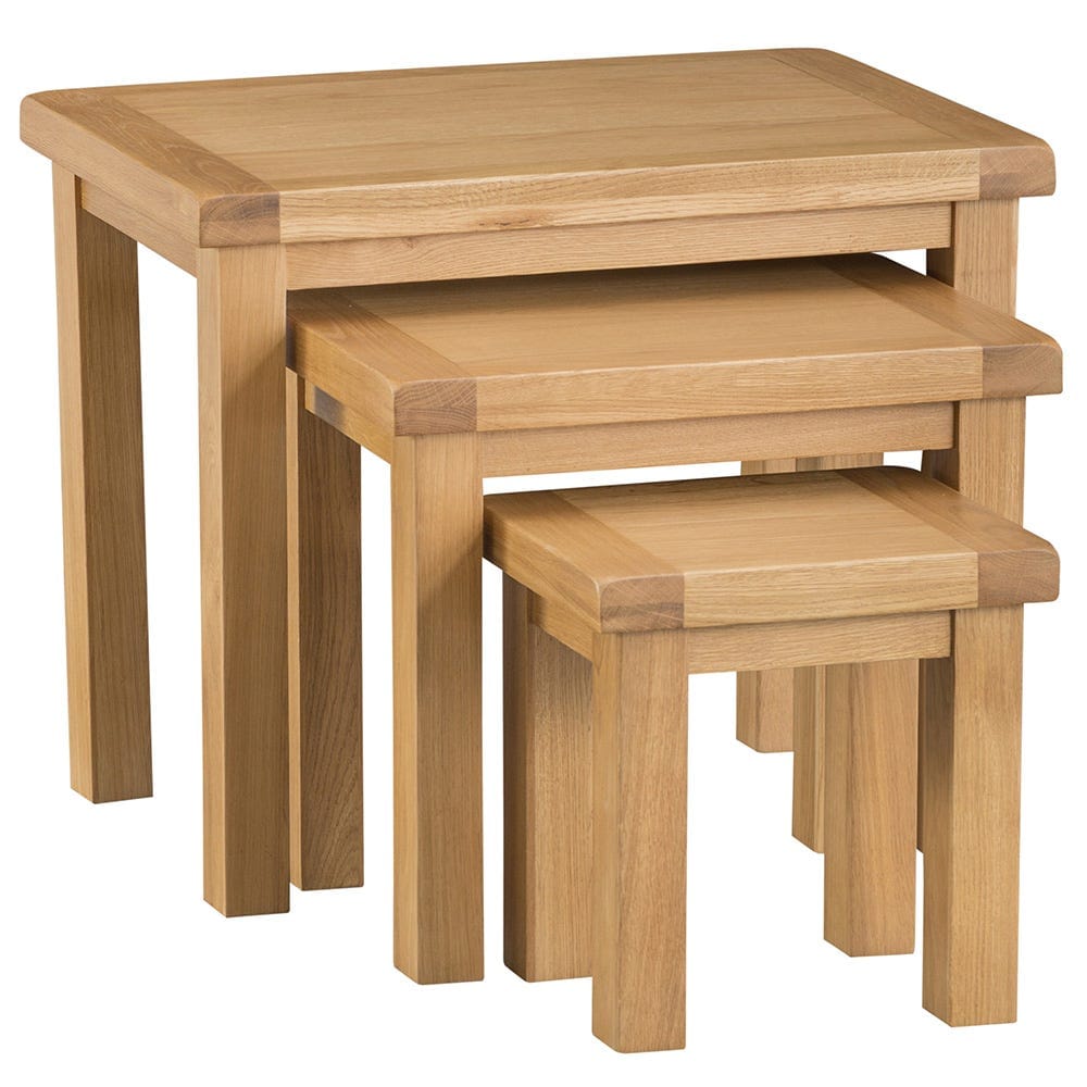 Winchester Oak Nest of 3 Tables - The Furniture Warehouse