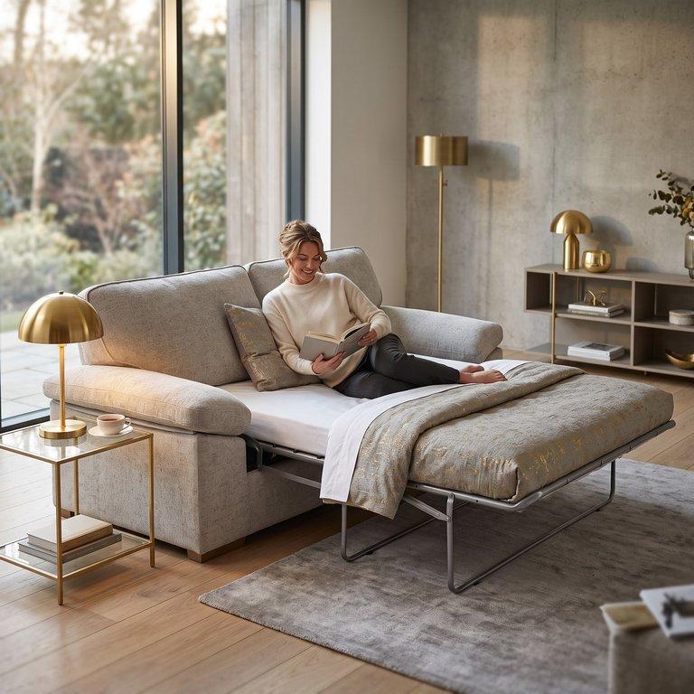 York Biscuit 2 Seater Sofa Bed - The Furniture Warehouse